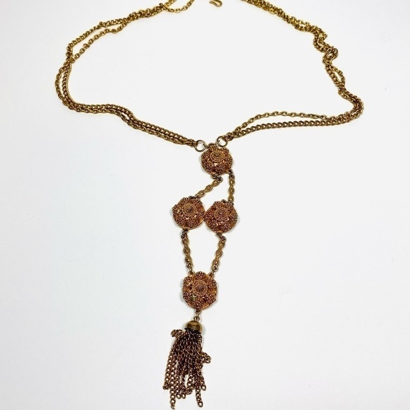 Lisner Necklace Gold Tone Statement Signed 20”+3” Hook Clasp - Picture 2 of 16